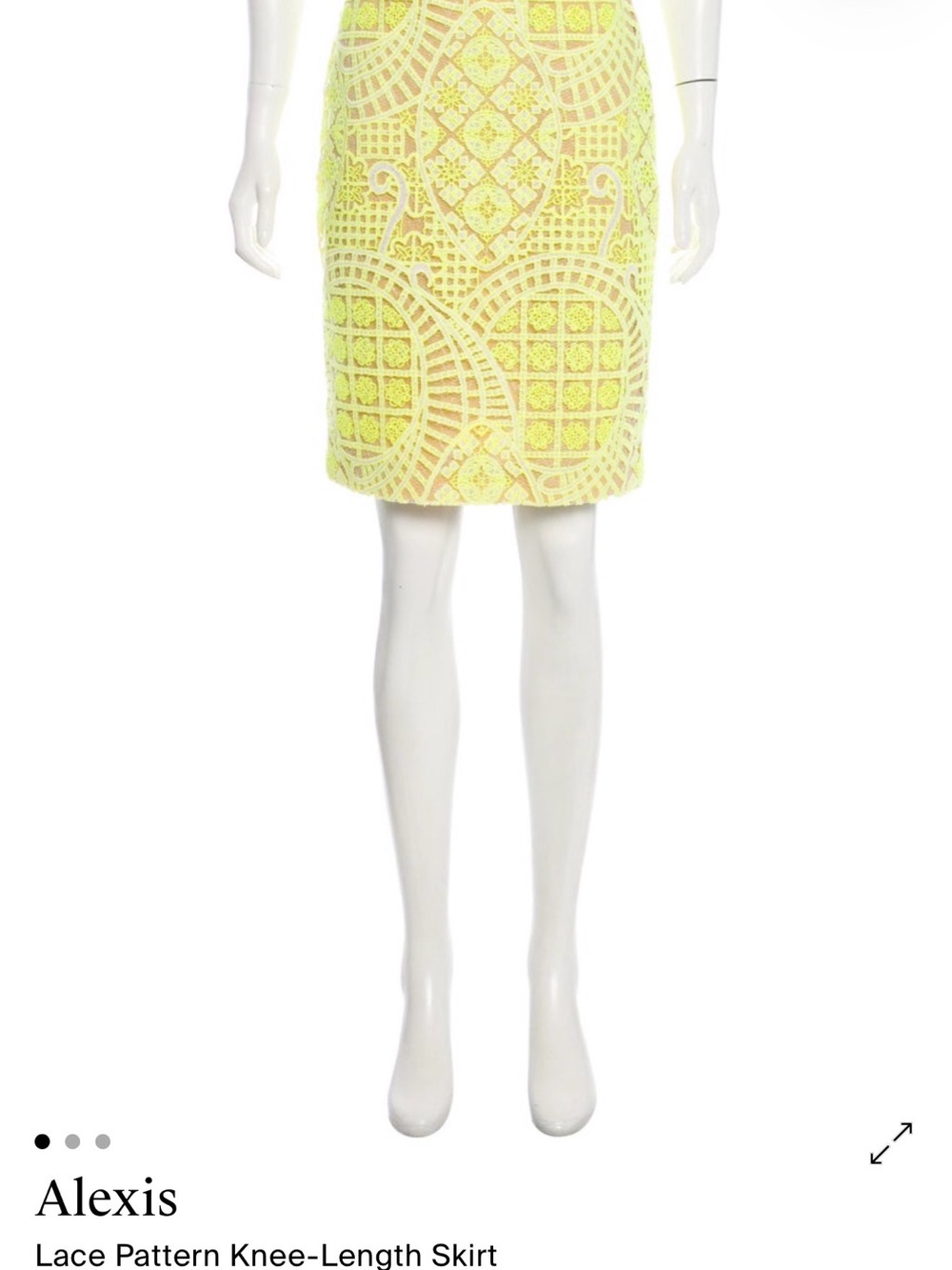 Alexis Yellow Lace-Overlay Pencil Skirt